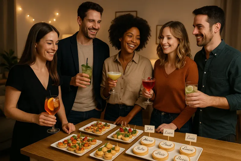 Soirée privée avec cocktail apéritif et desserts personnalisés à Rognac pour un événement entre amis à domicile