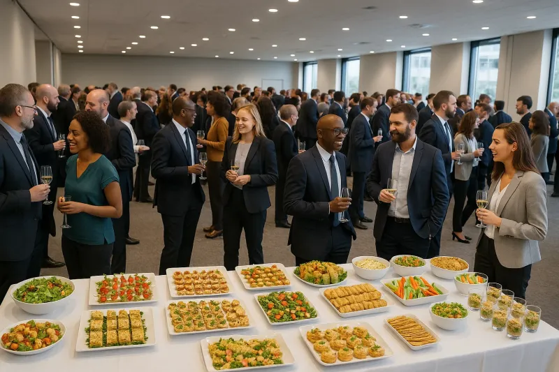 Cocktail entreprise à Marignane avec buffet végétarien, livraison et personnel en salle pour 200 collaborateurs